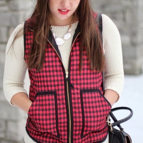 J. Crew Jackets & Blazers - J.CREW Red & Black Vest Down Filled
